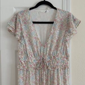 Altar'd State white floral maxi dress flutter sleeves